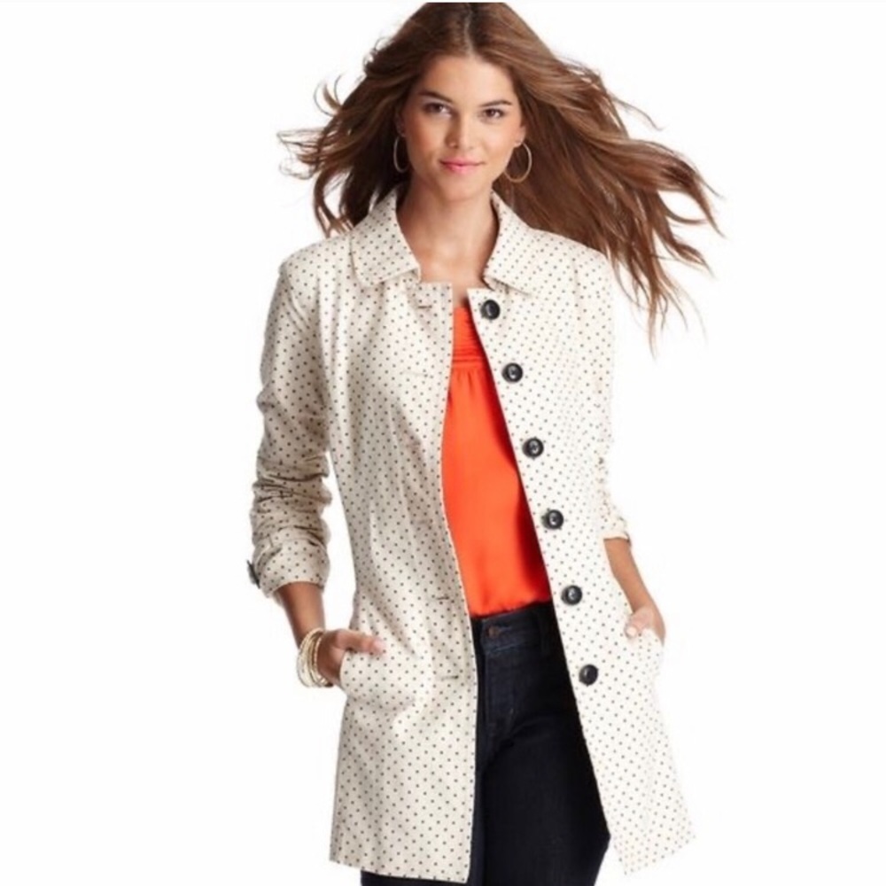 Loft Star Pattern Cream Trench Coat